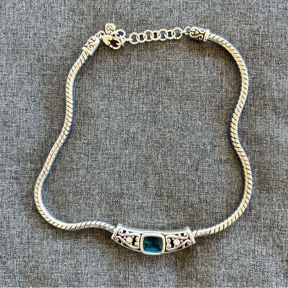 Brighton Silver Necklace with Blue Accent